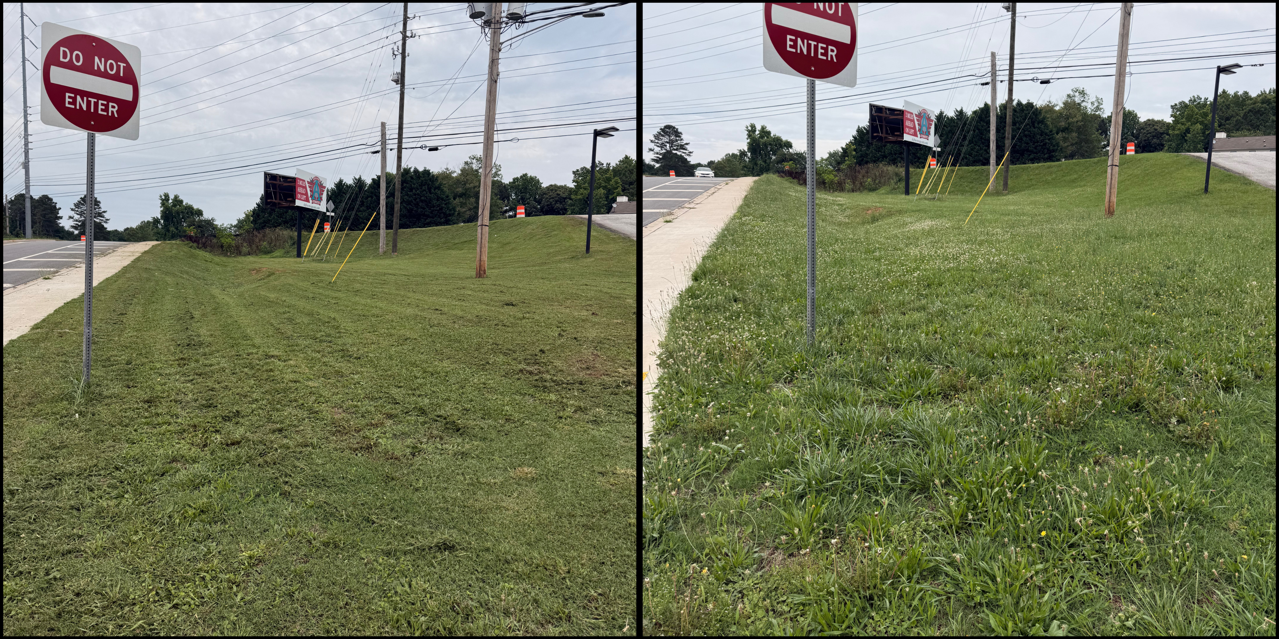 Before and after lawn maintenance by Hurtado Lawn & Landscape in Habersham County, GA